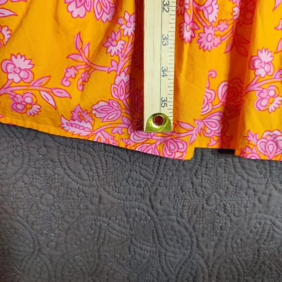 J CREW Floral Tiered A Line Sun Dress Women’s 12 Orange Pink Colorful Vacation - Picture 9 of 12